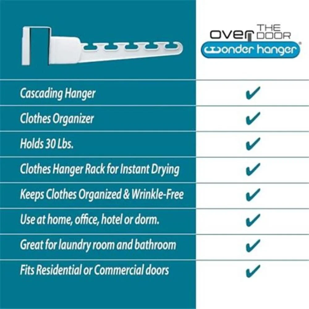 Over The Door Hanger Organizer 3Pack Clothes Hanger Hooks Space Saving Rack Whit